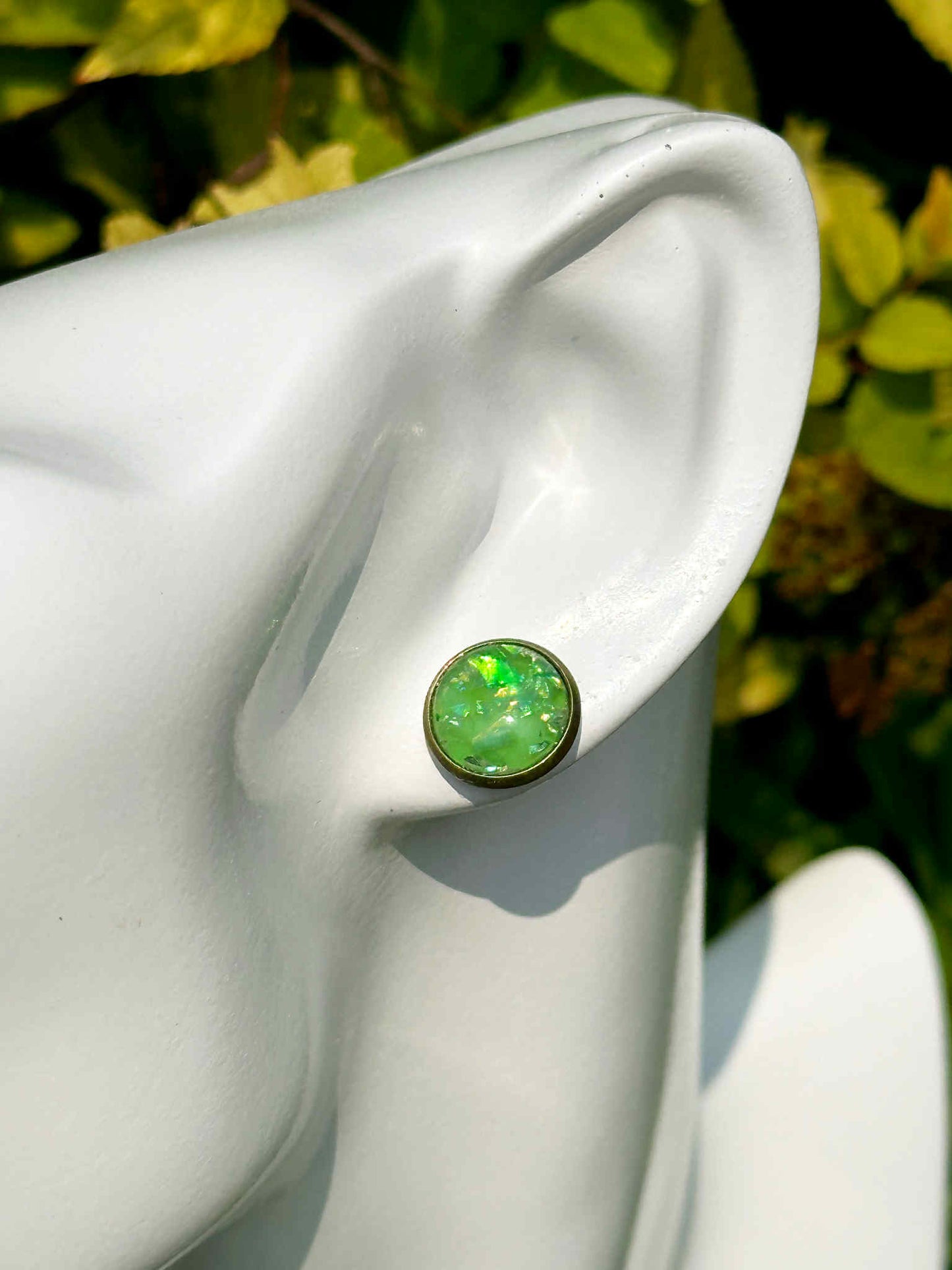 Lime Druzy Crystal Copper Earrings
