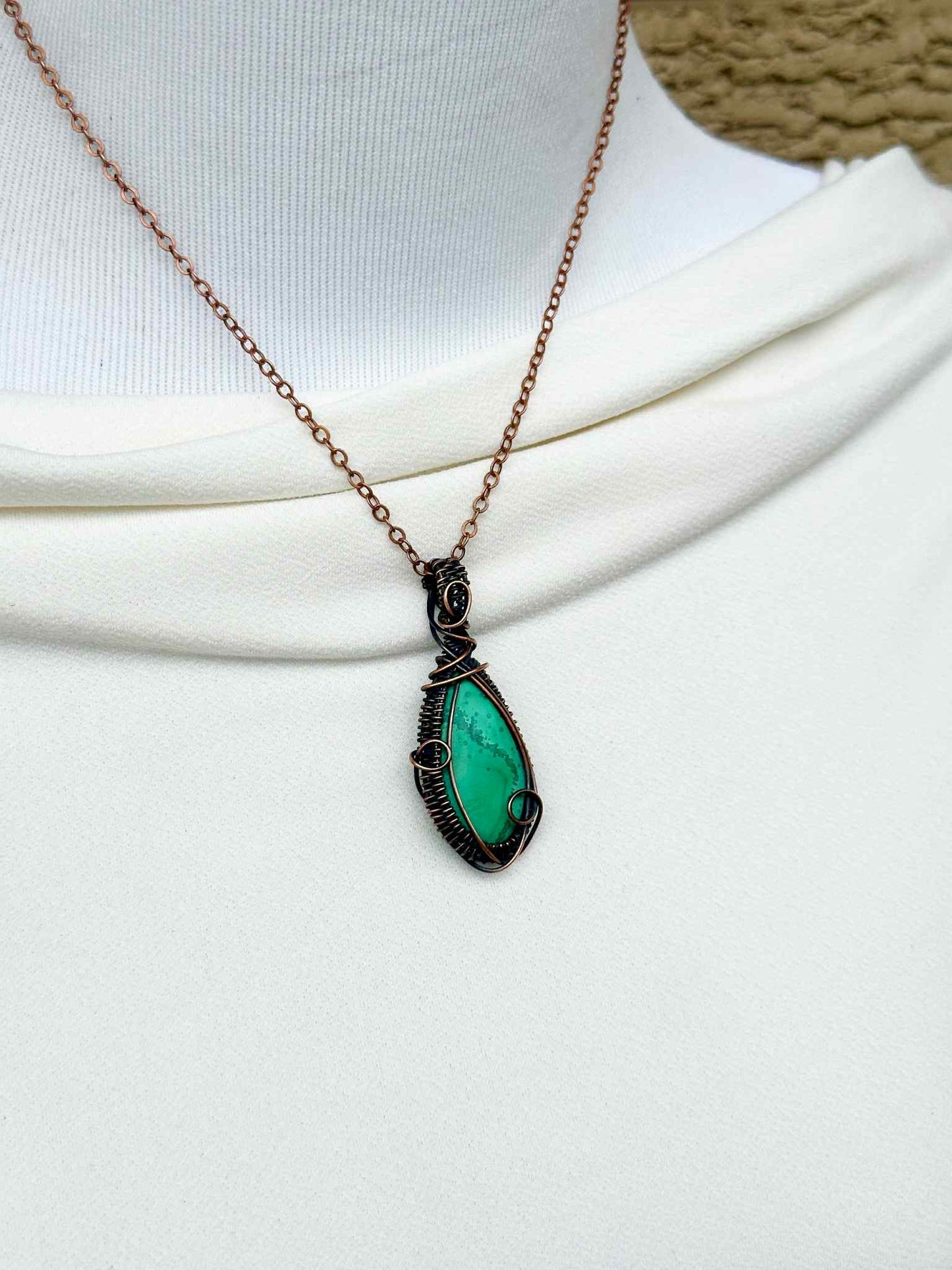 Malachite Crystal Copper Pendant