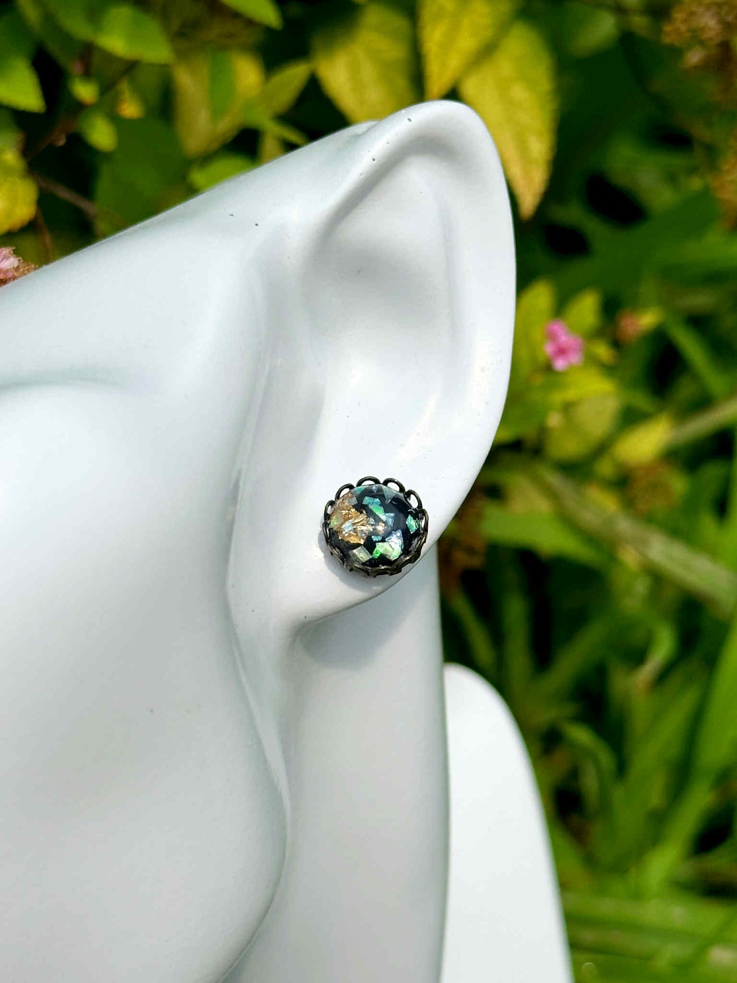 Golden Eclipse Druzy Crystal Copper Earrings