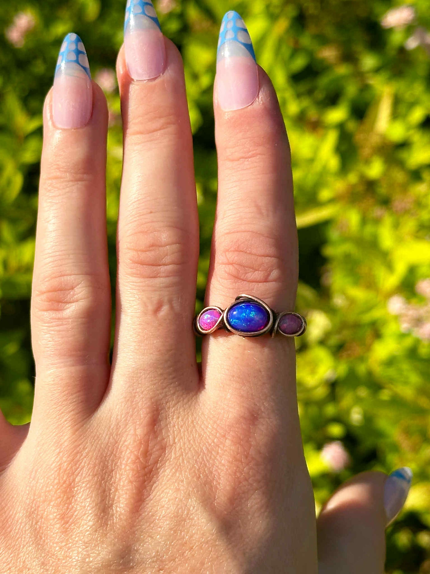 Triple Opal Sangria Copper Ring *Size 8*