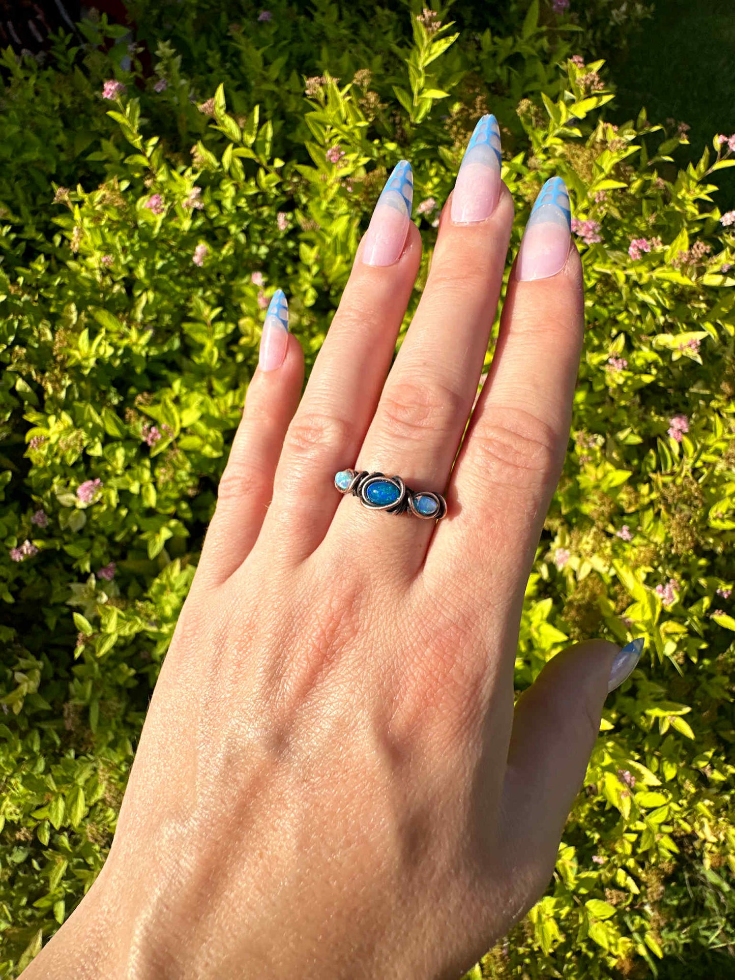 Triple Opal Midnight Blue Copper Ring *Size 7*