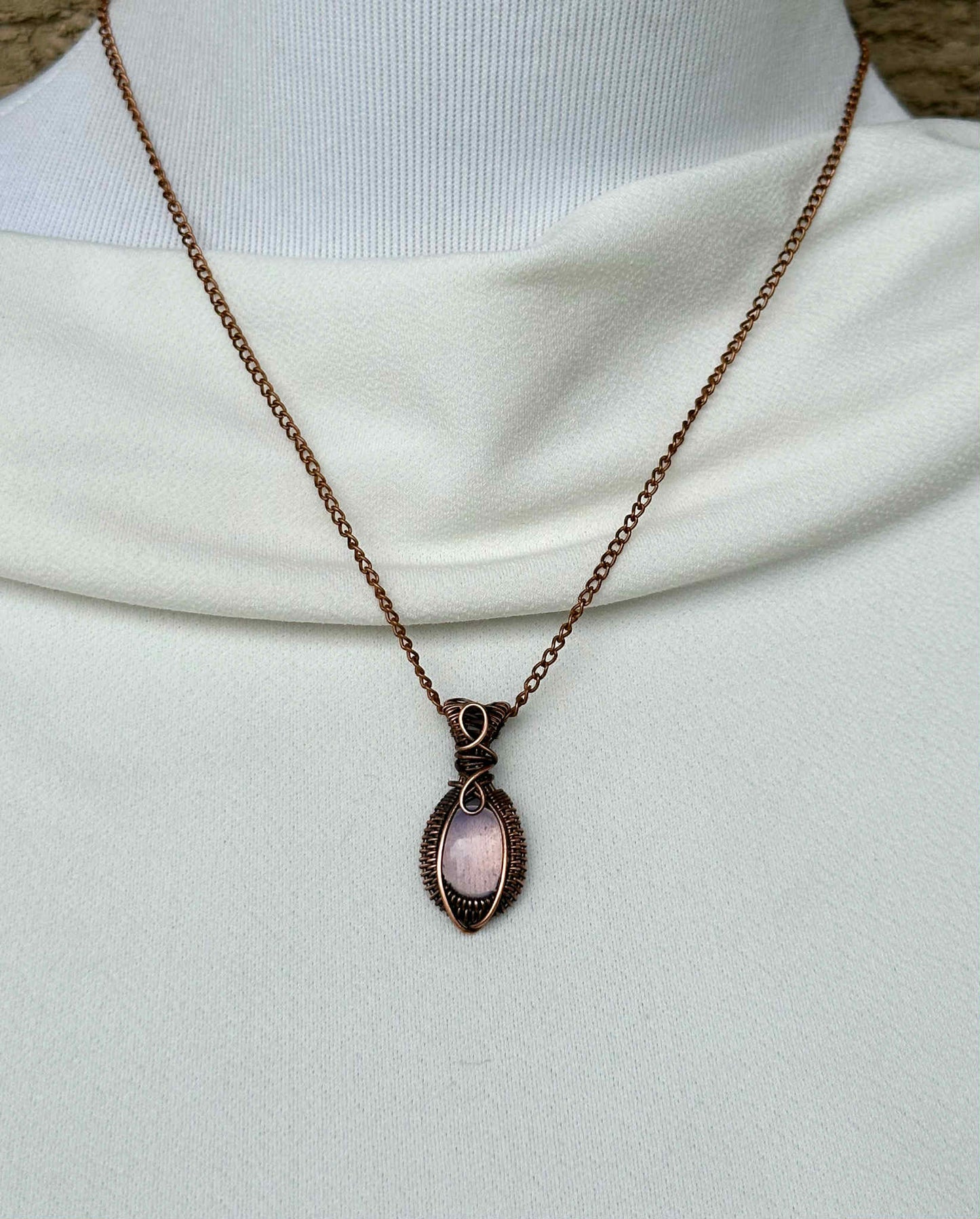 Mini Lavender Quartz Crystal Copper Pendant