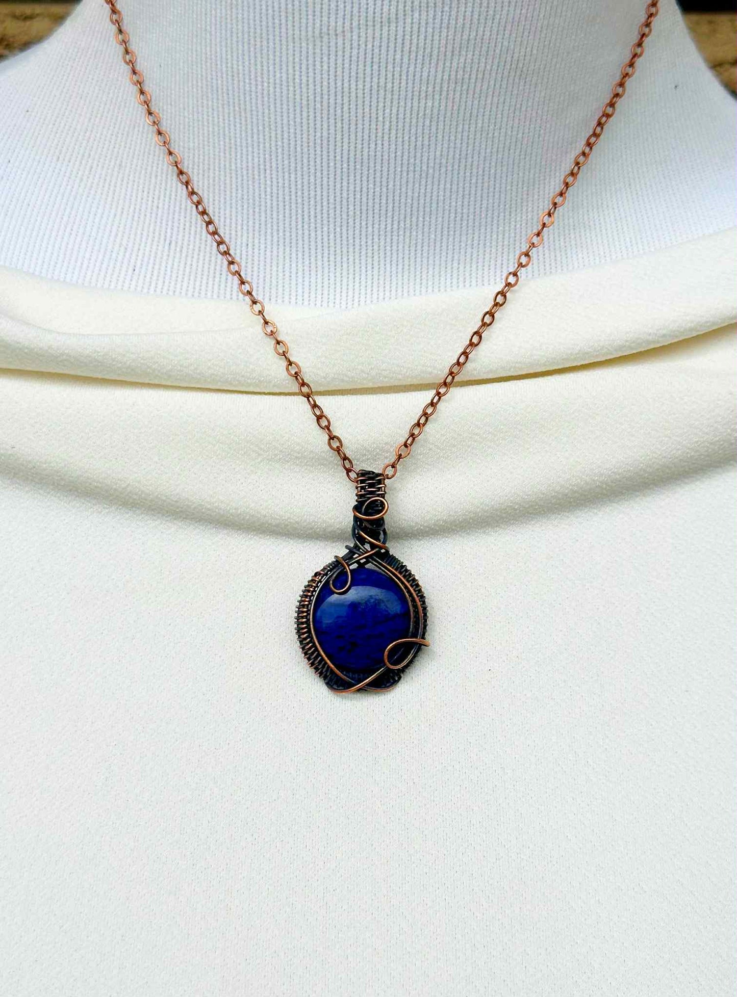 Blue Cherry Quartz Crystal Copper Pendant