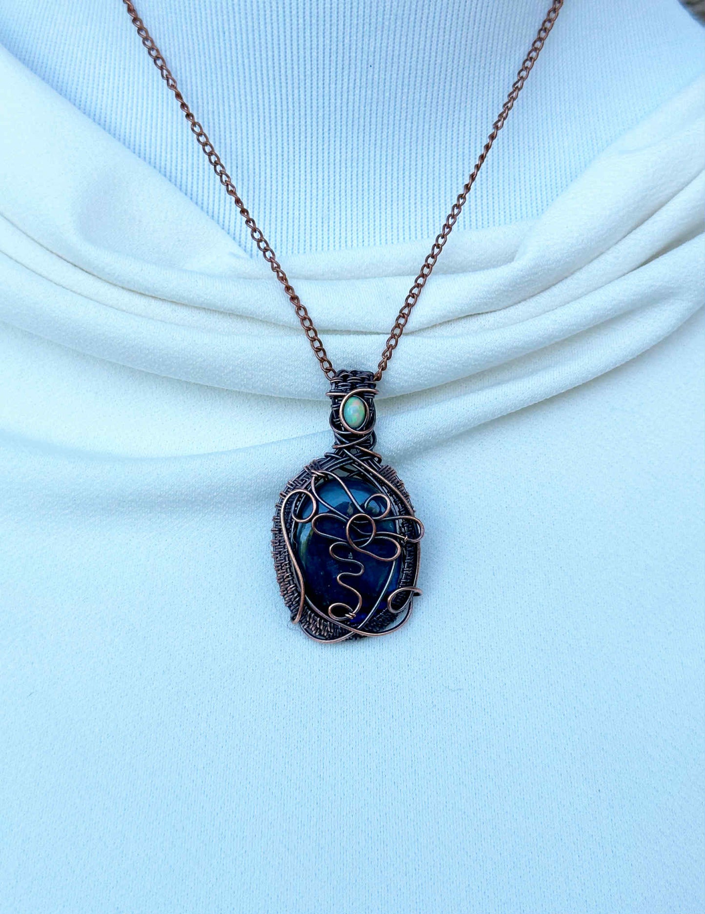 Dragon Fly Labradorite Crystal Copper Pendant
