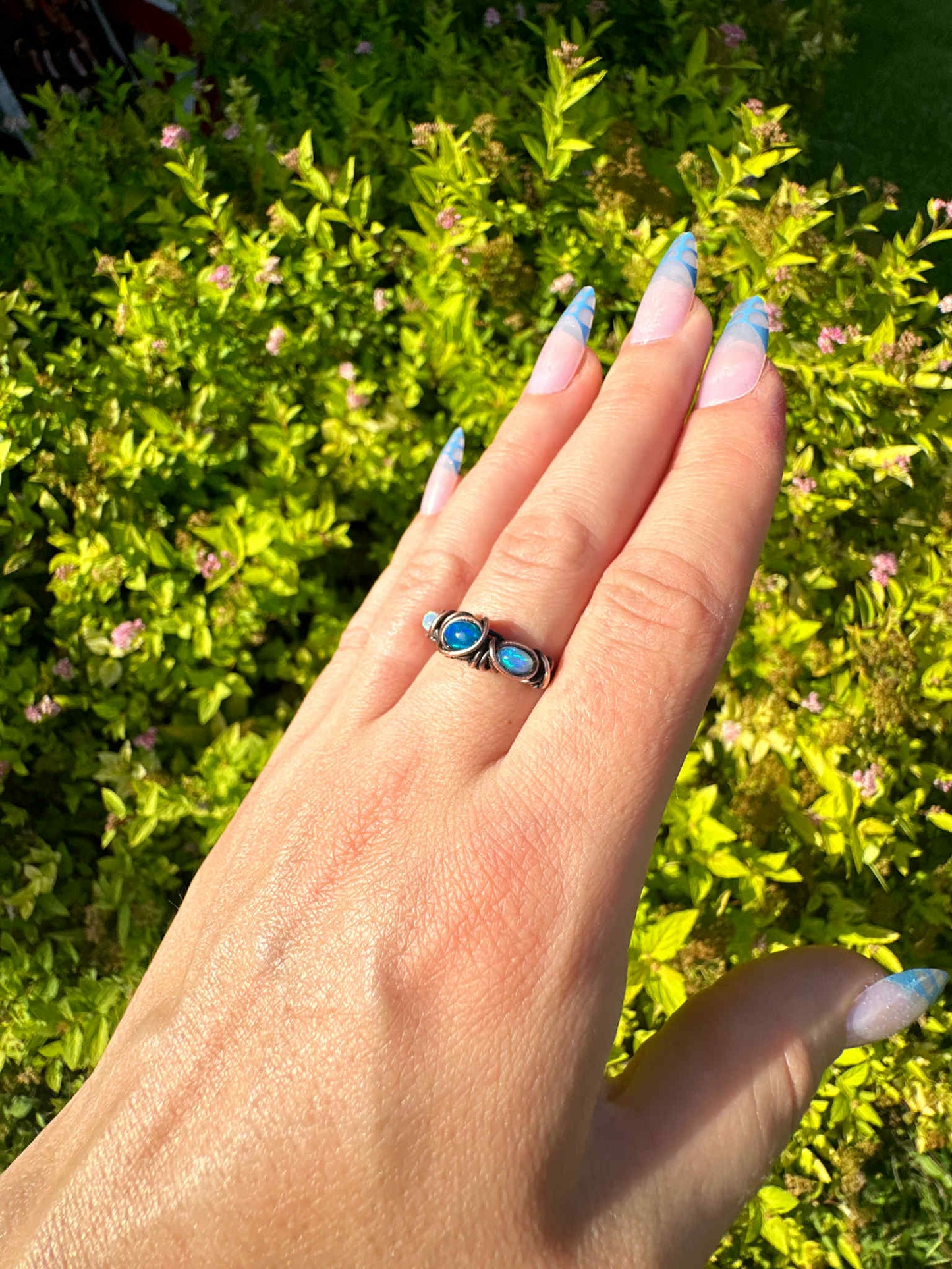 Triple Opal Midnight Blue Copper Ring *Size 7*