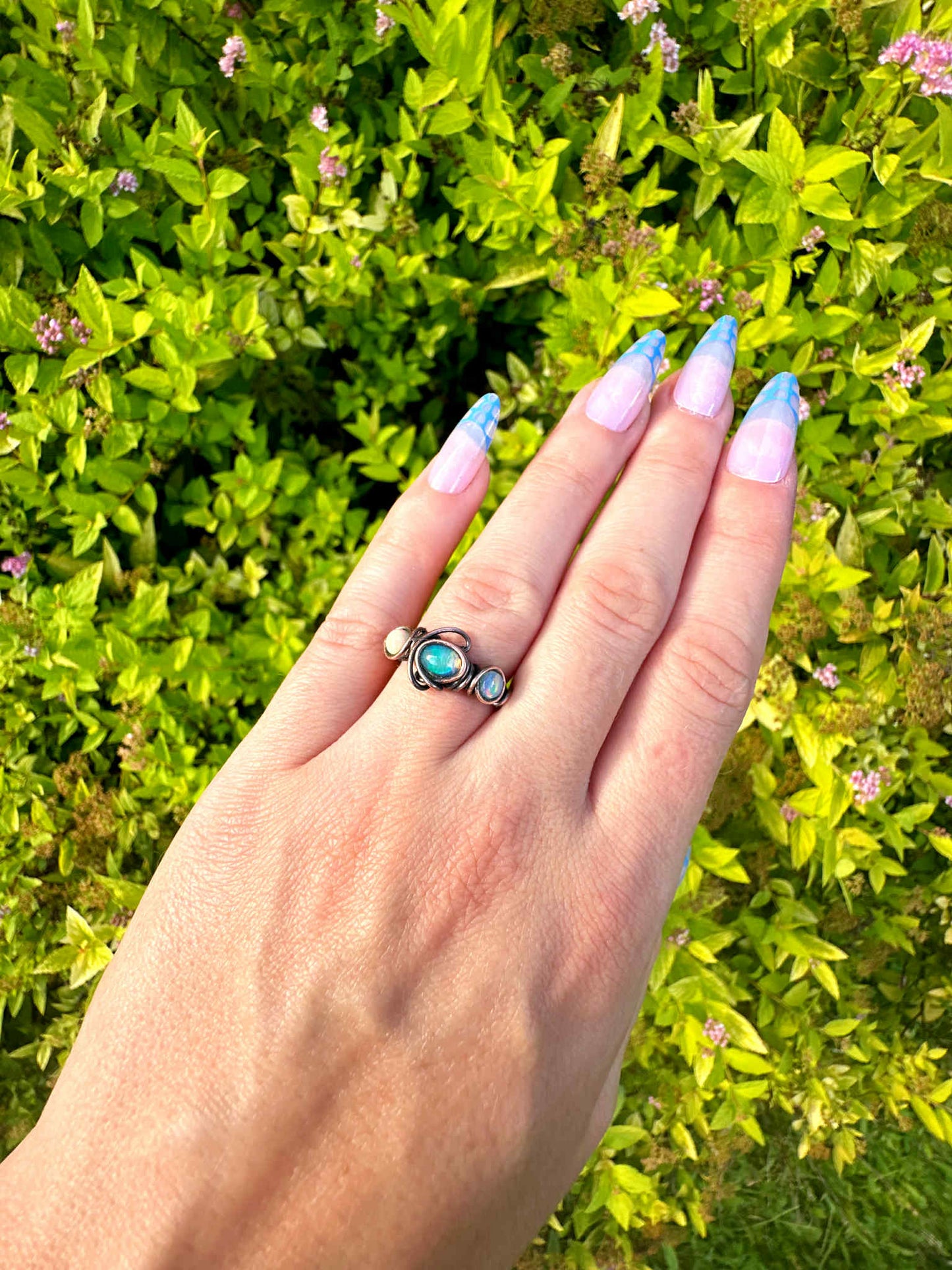 Triple Opal Azure Dream Copper Ring *Size 6*