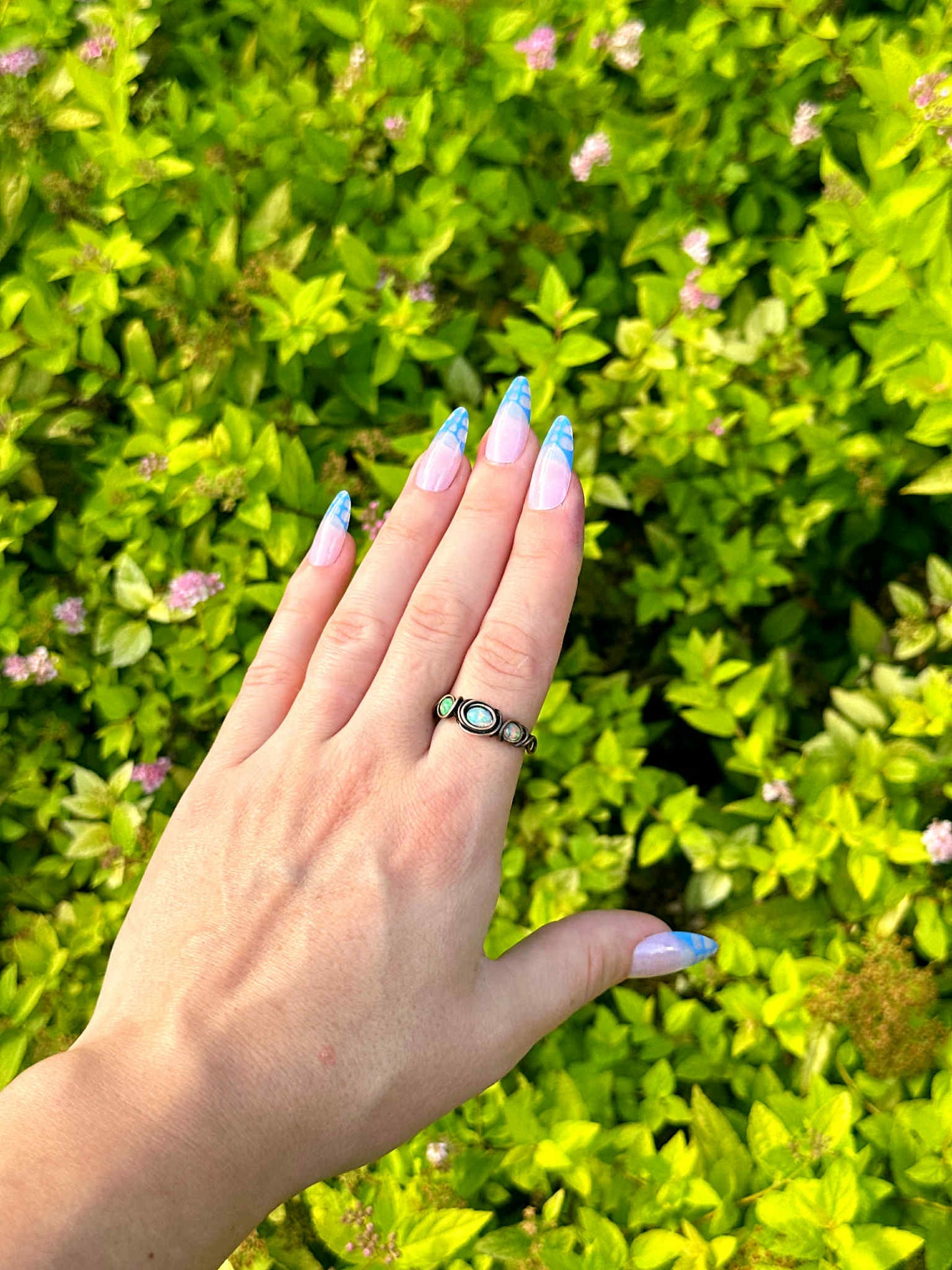 Triple Opal Aqua Mist Copper Ring *Size 7.5*