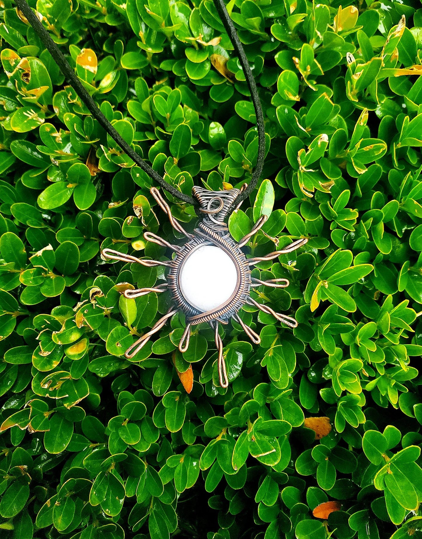 Sun White Jade Crystal Copper Pendant