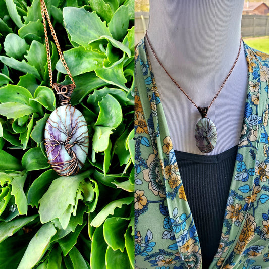 Tree Of Life Kammererite Crystal Copper Pendant