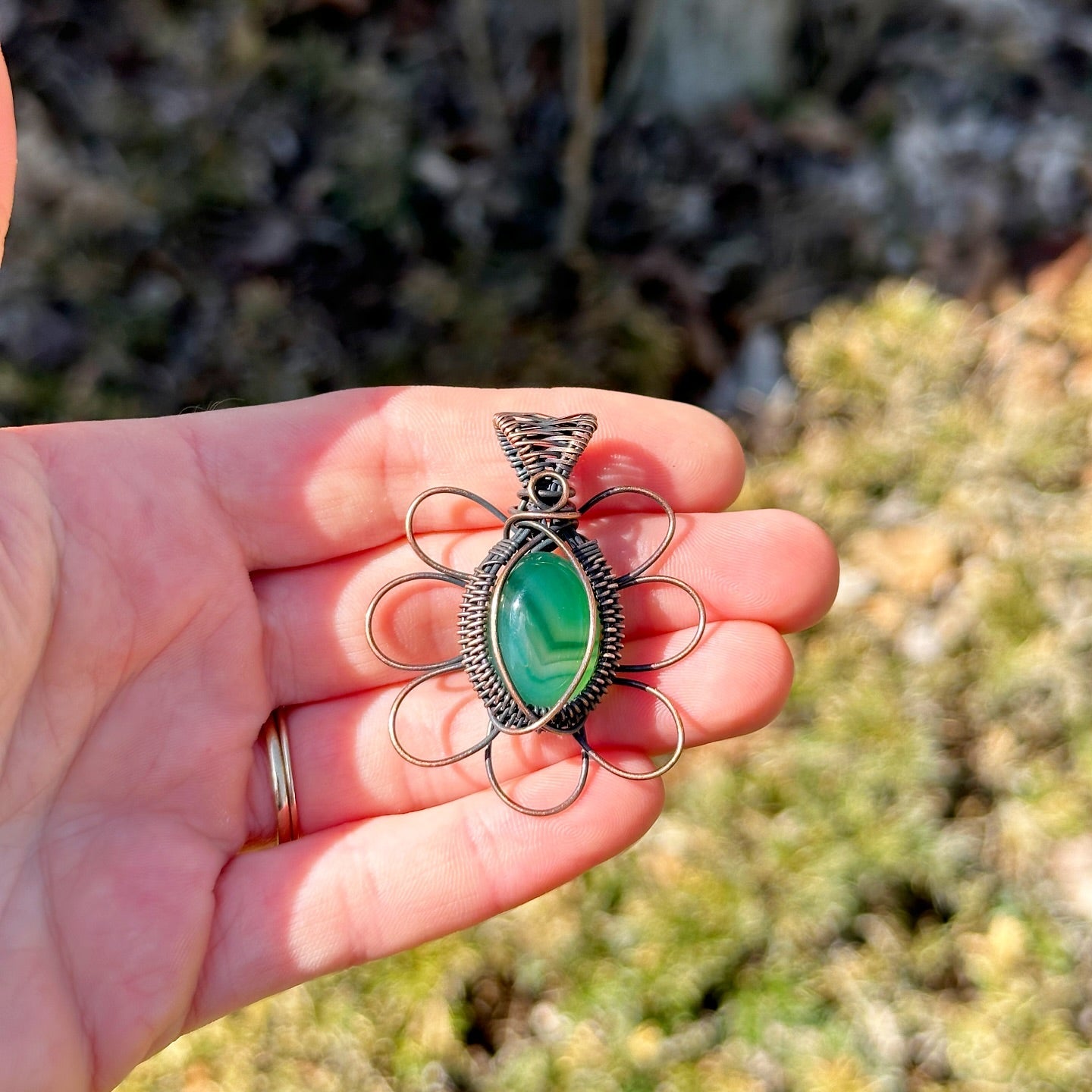 Daisy Crystal Copper Pendants