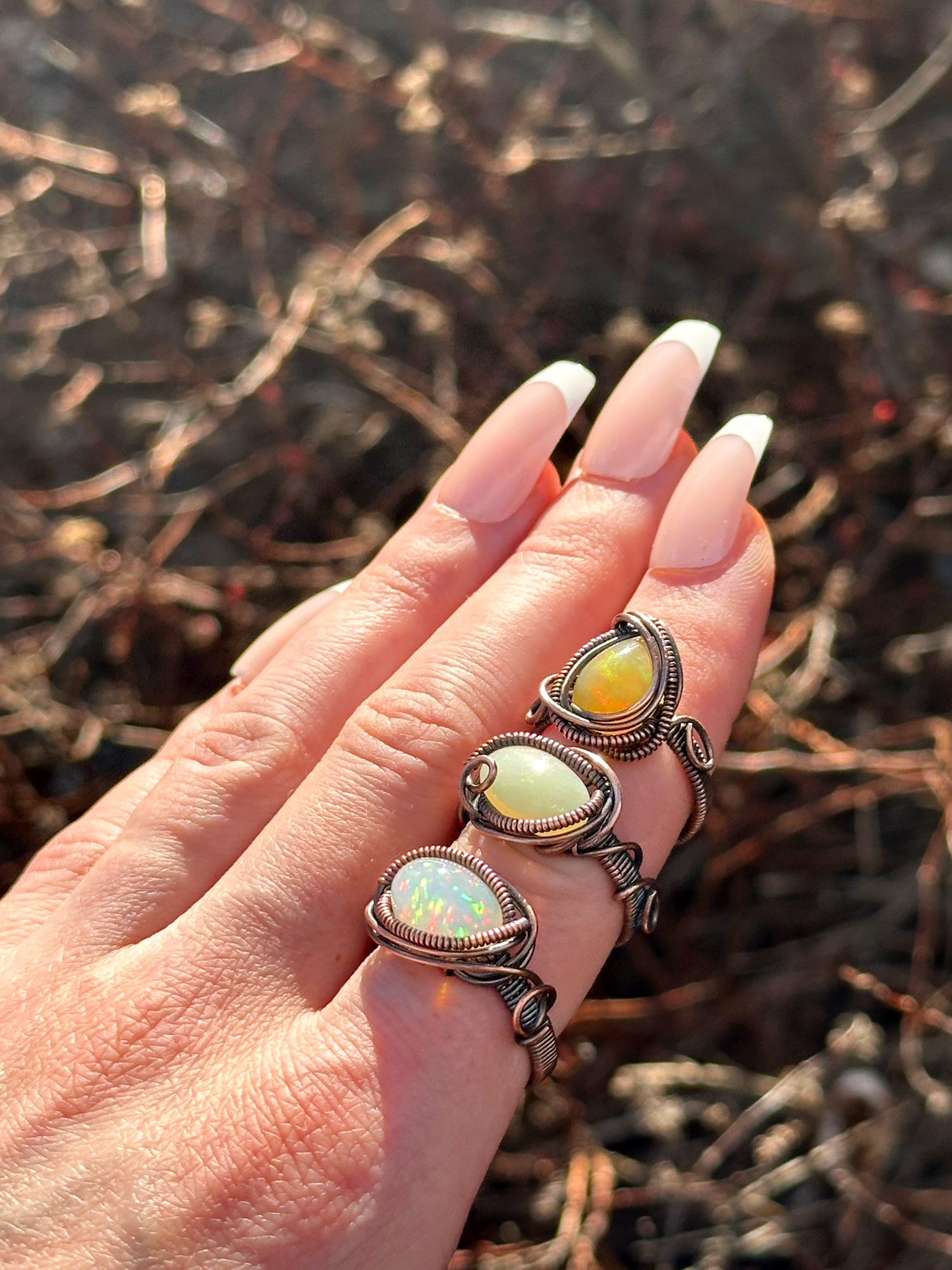 Dazzle Opal Copper Rings