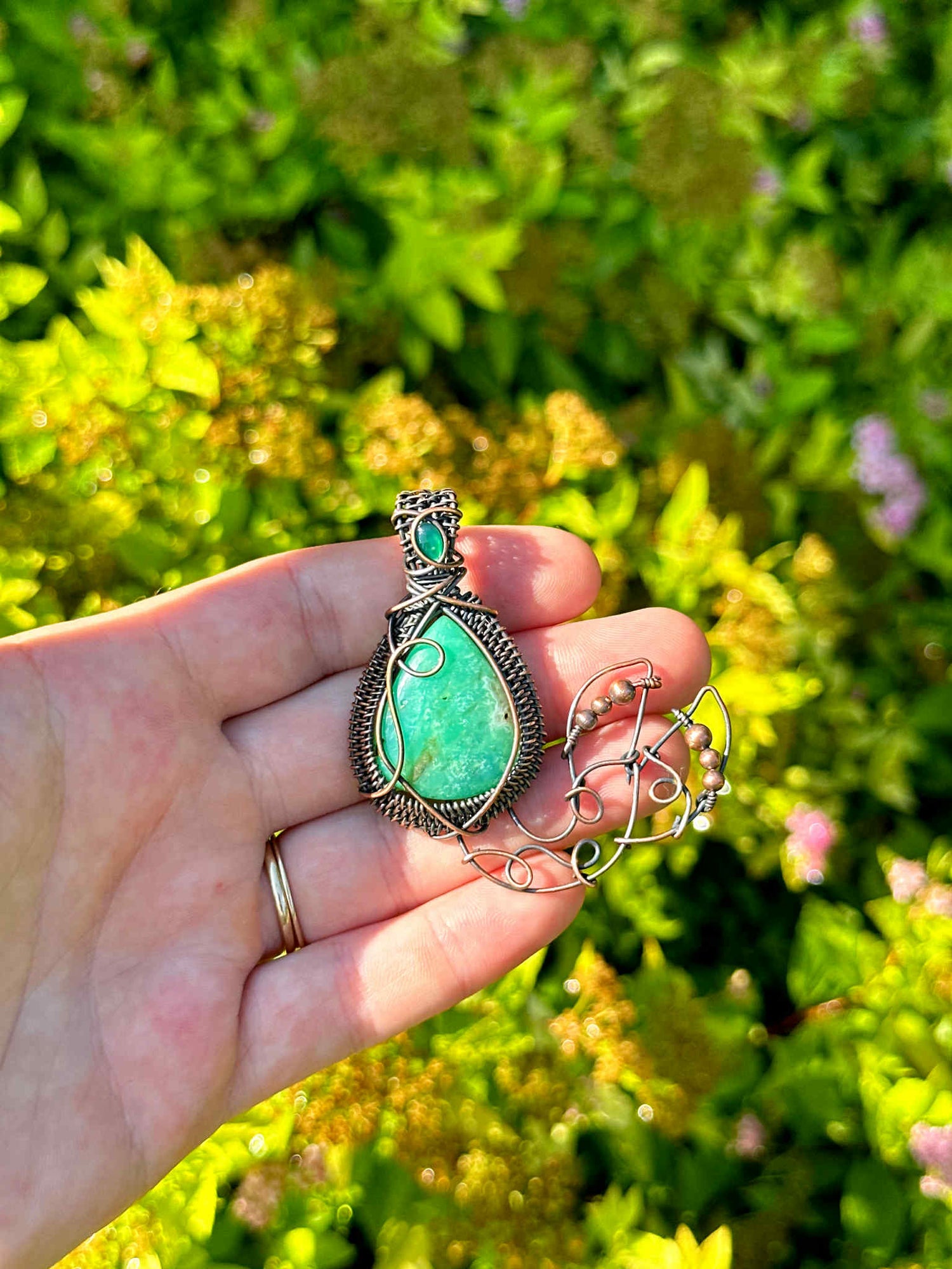 Mermaid Crystal Copper Pendant