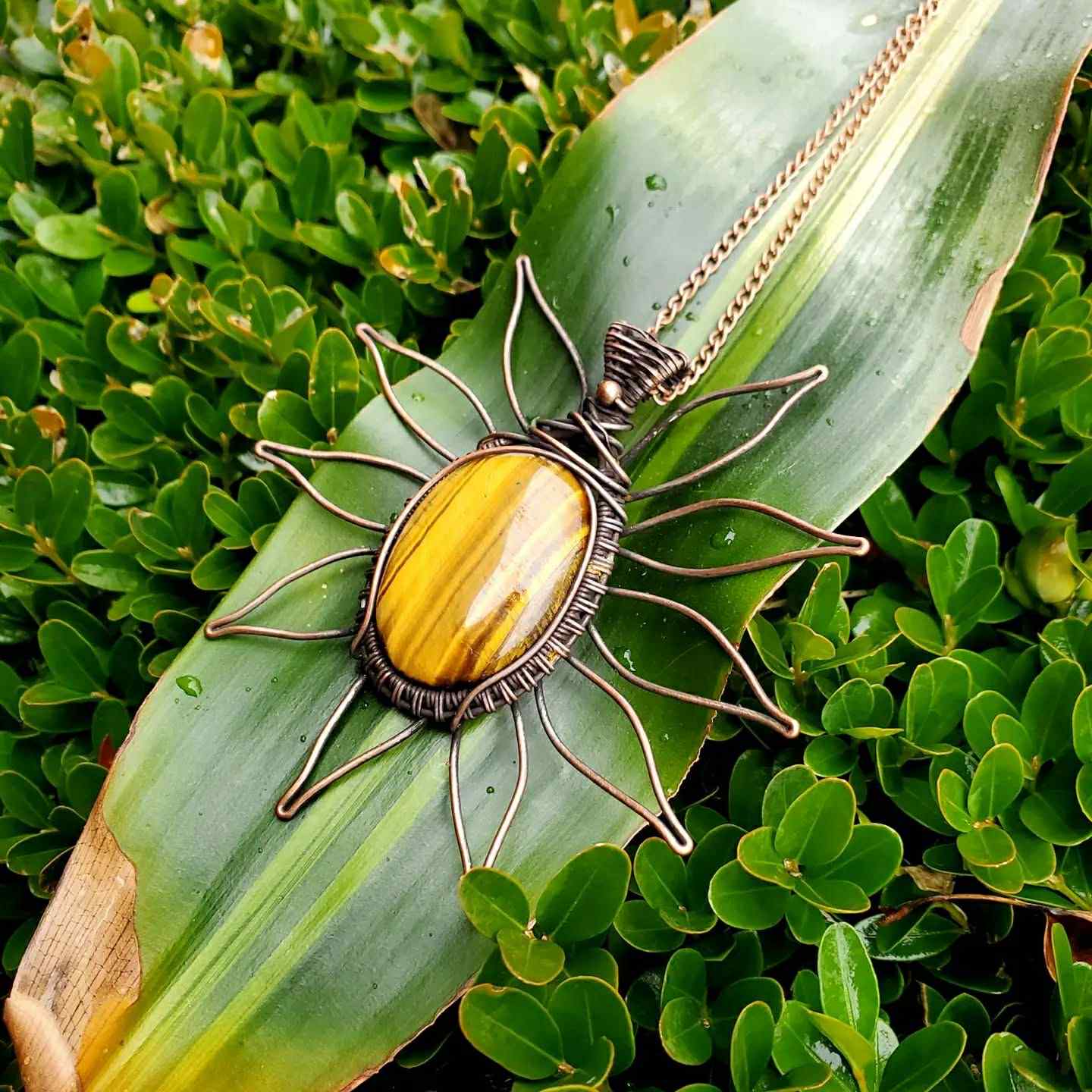 Sunflower Crystal Copper Pendants