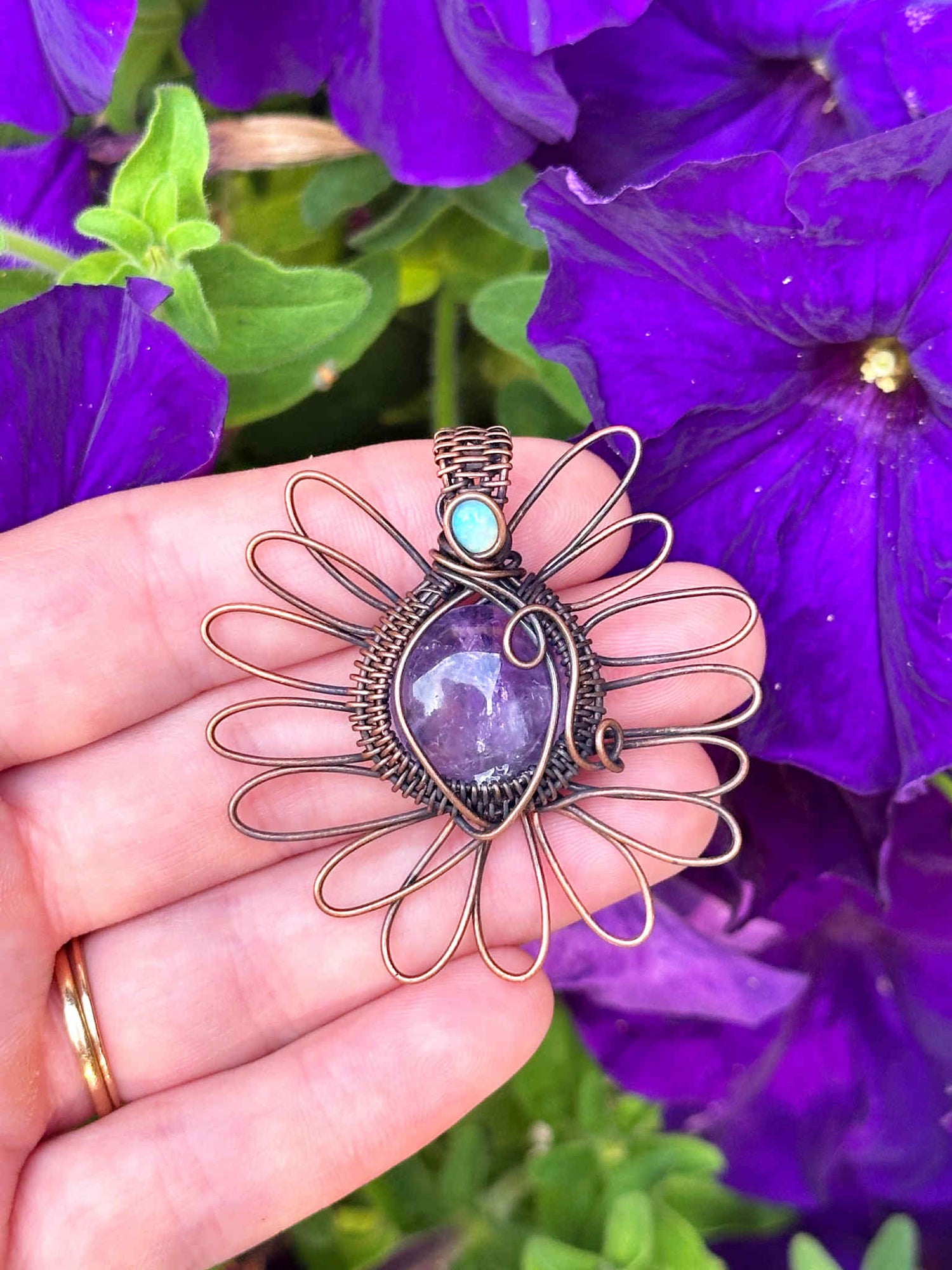 Wildflower Array Crystal Copper Pendants