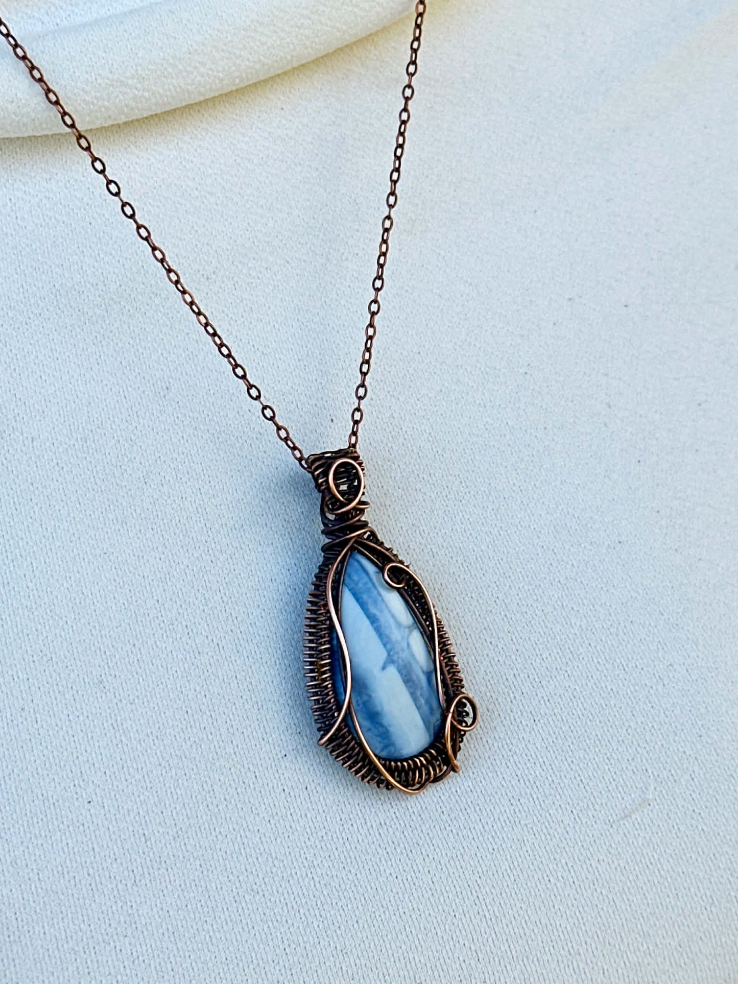 Blue Opal Crystal Copper Pendant