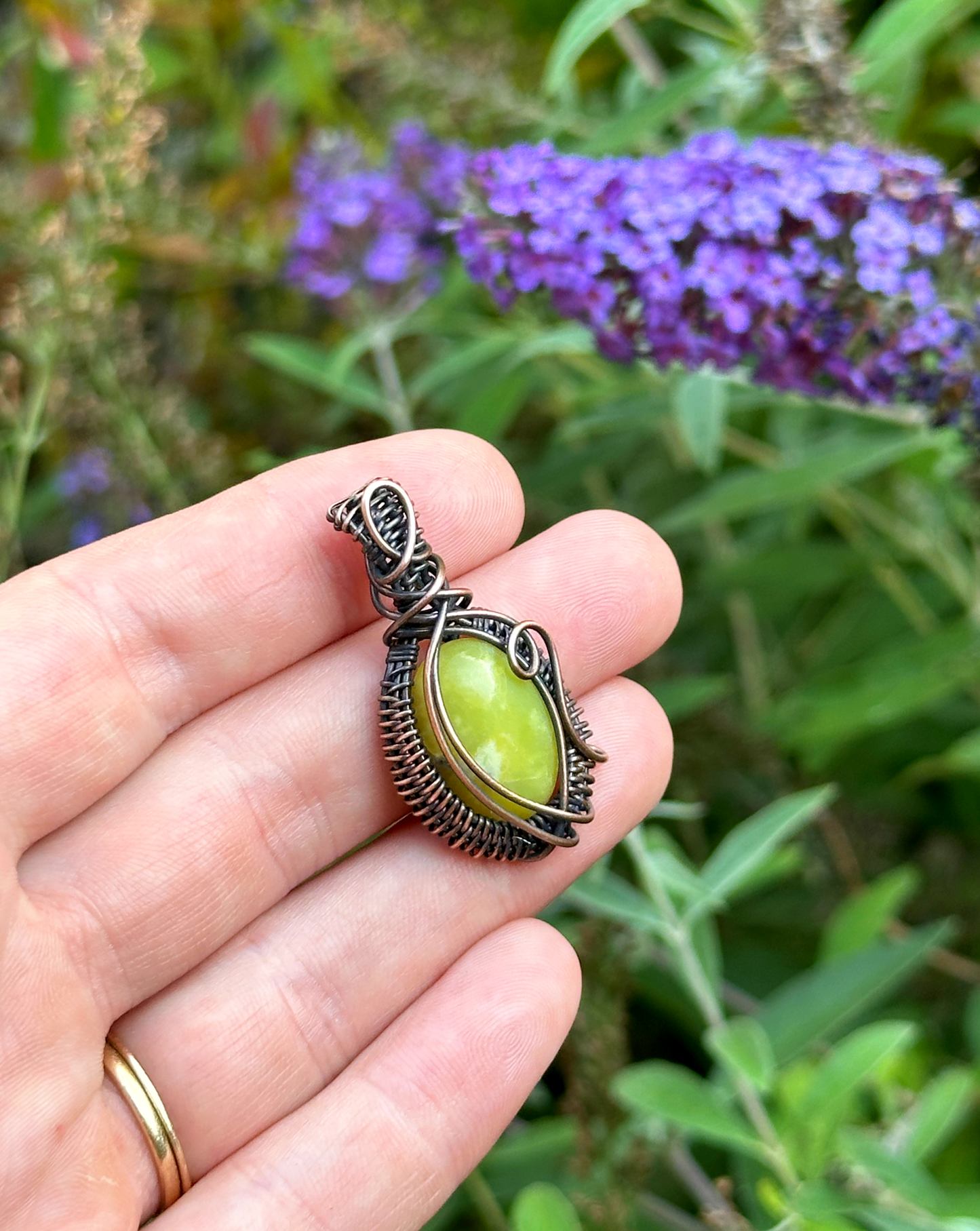 Mini Green Aventurine Crystal Copper Pendant