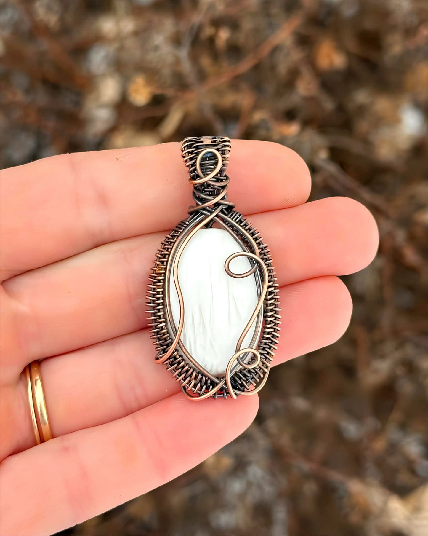 Scolecite Crystal Copper Pendant