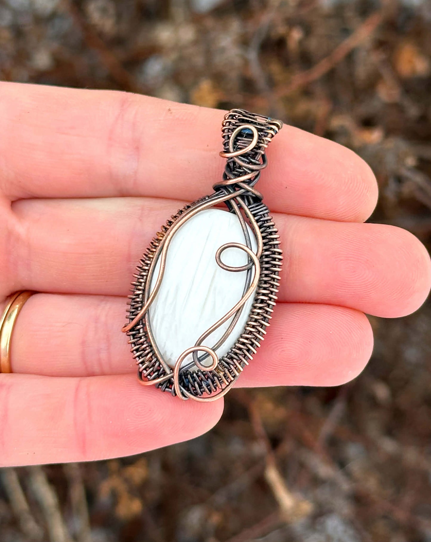 Scolecite Crystal Copper Pendant