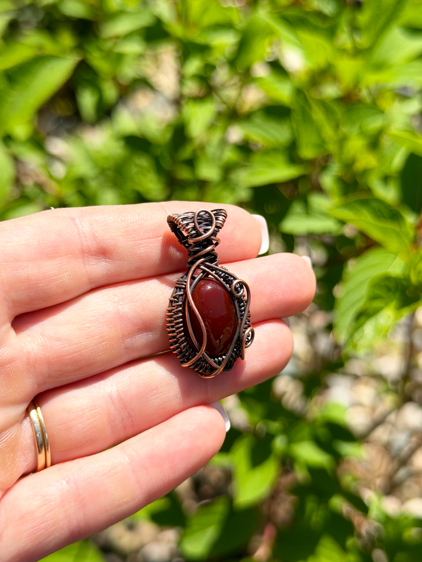 Mini Red Onyx Crystal Copper Pendant