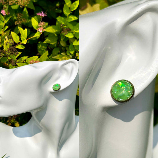Lime Druzy Crystal Copper Earrings
