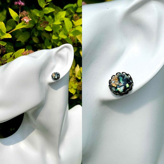 Golden Eclipse Druzy Crystal Copper Earrings
