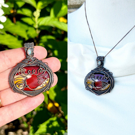 Crab Red Jasper Crystal Copper Pendant