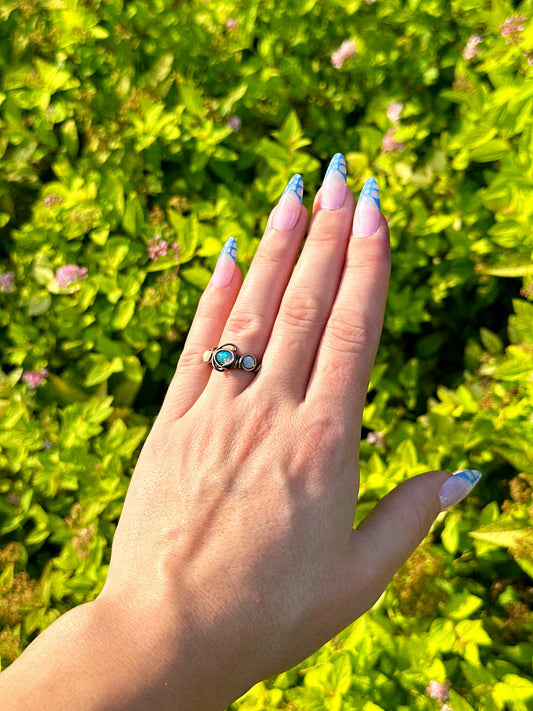 Triple Opal Azure Dream Copper Ring *Size 6*