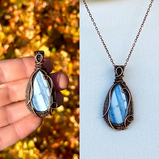 Blue Opal Crystal Copper Pendant