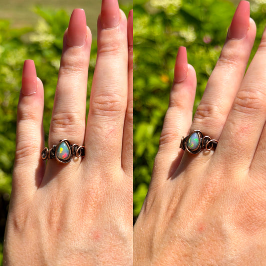 Ethiopian Crystal Opal Copper Ring