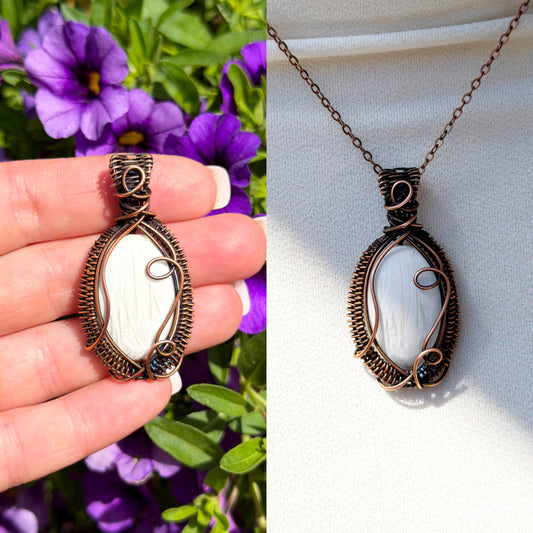 White Stichtite Crystal Copper Pendant