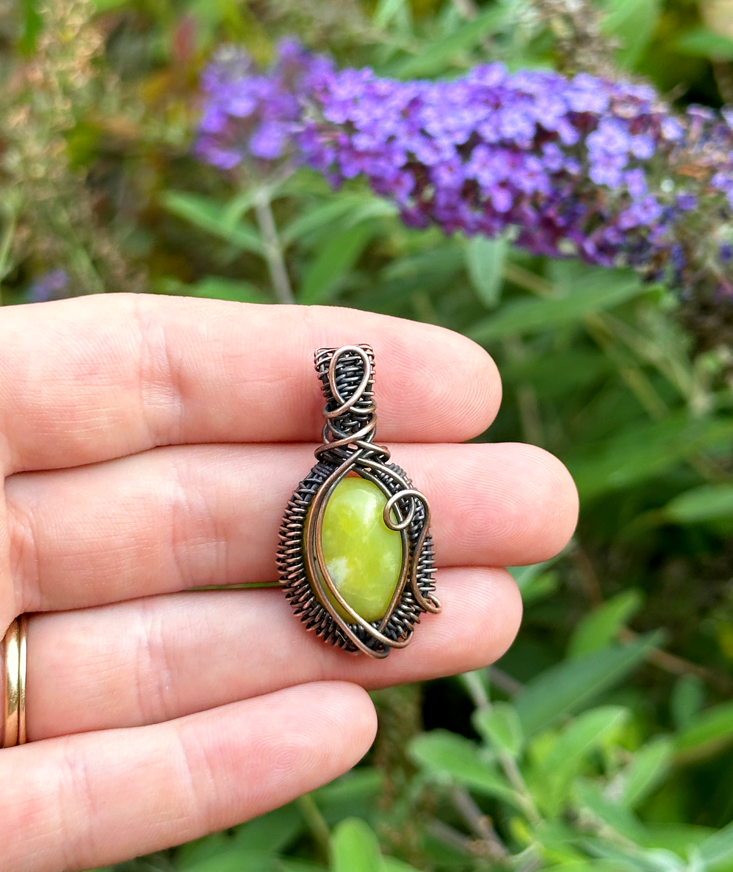 Mini Green Aventurine Crystal Copper Pendant