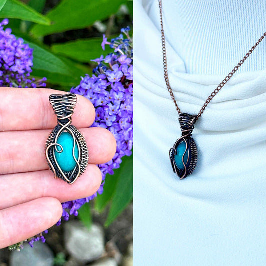 Mini Aquamarine Crystal Copper Pendant