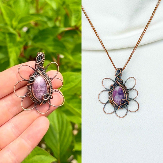 Daisy Sodalite Crystal Copper Pendant