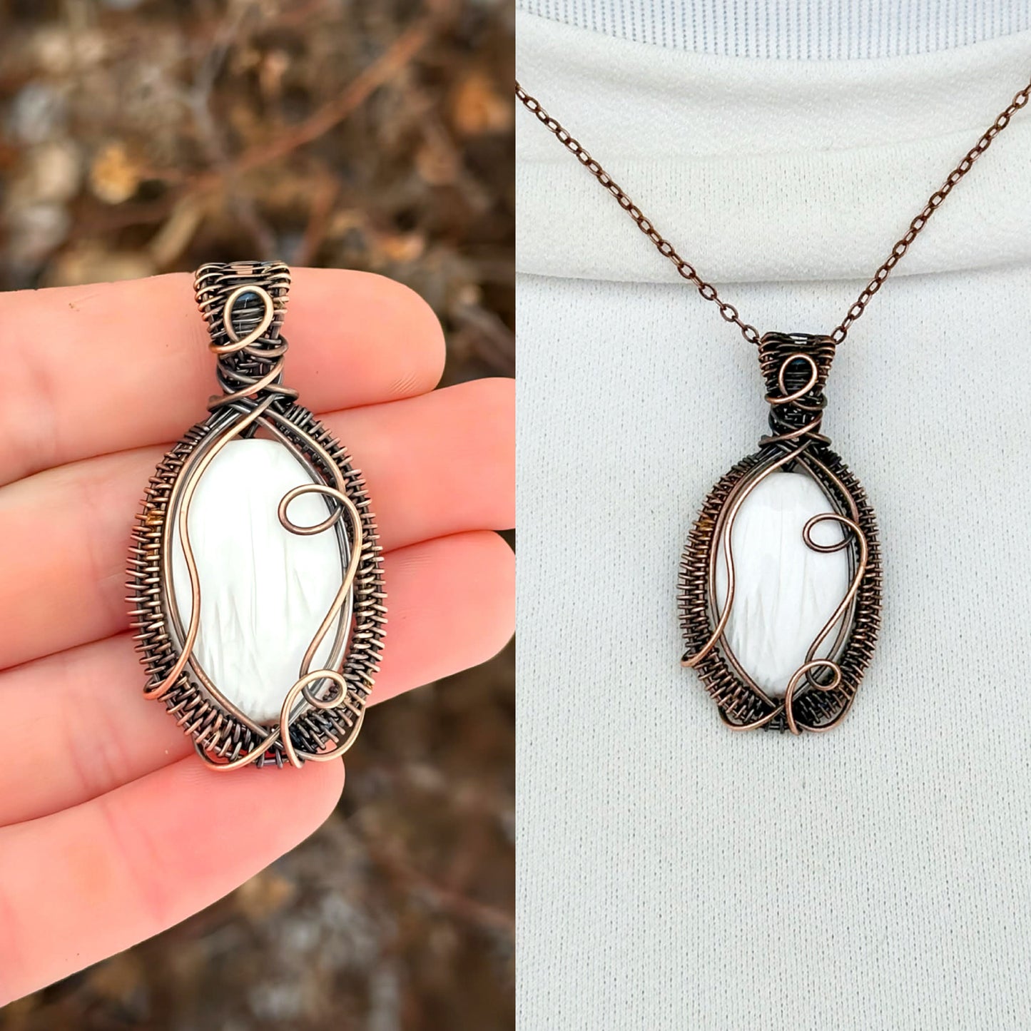 Scolecite Crystal Copper Pendant