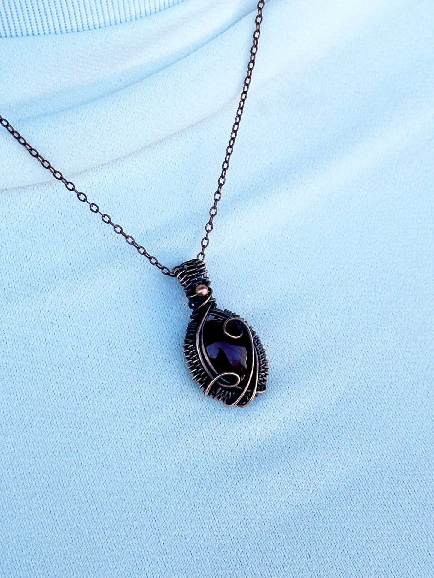 Mini Red Onyx Crystal Copper Pendant