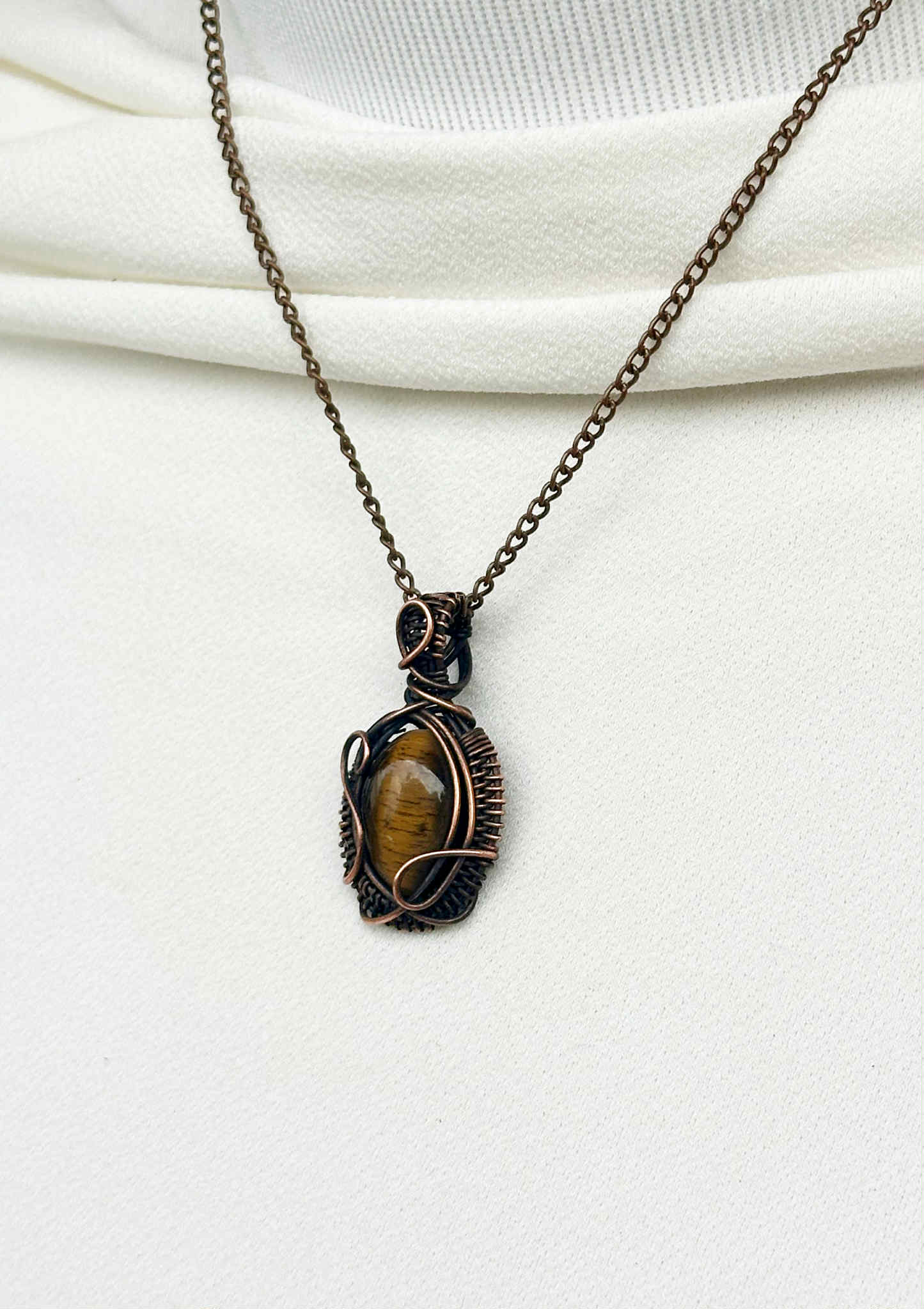 Mini Tigers Eye Crystal Copper Pendant