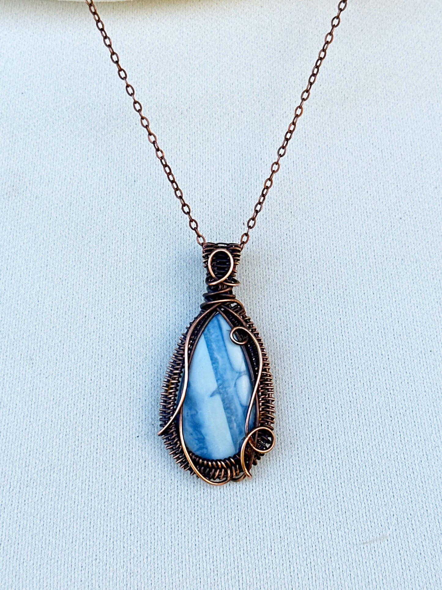 Blue Opal Crystal Copper Pendant