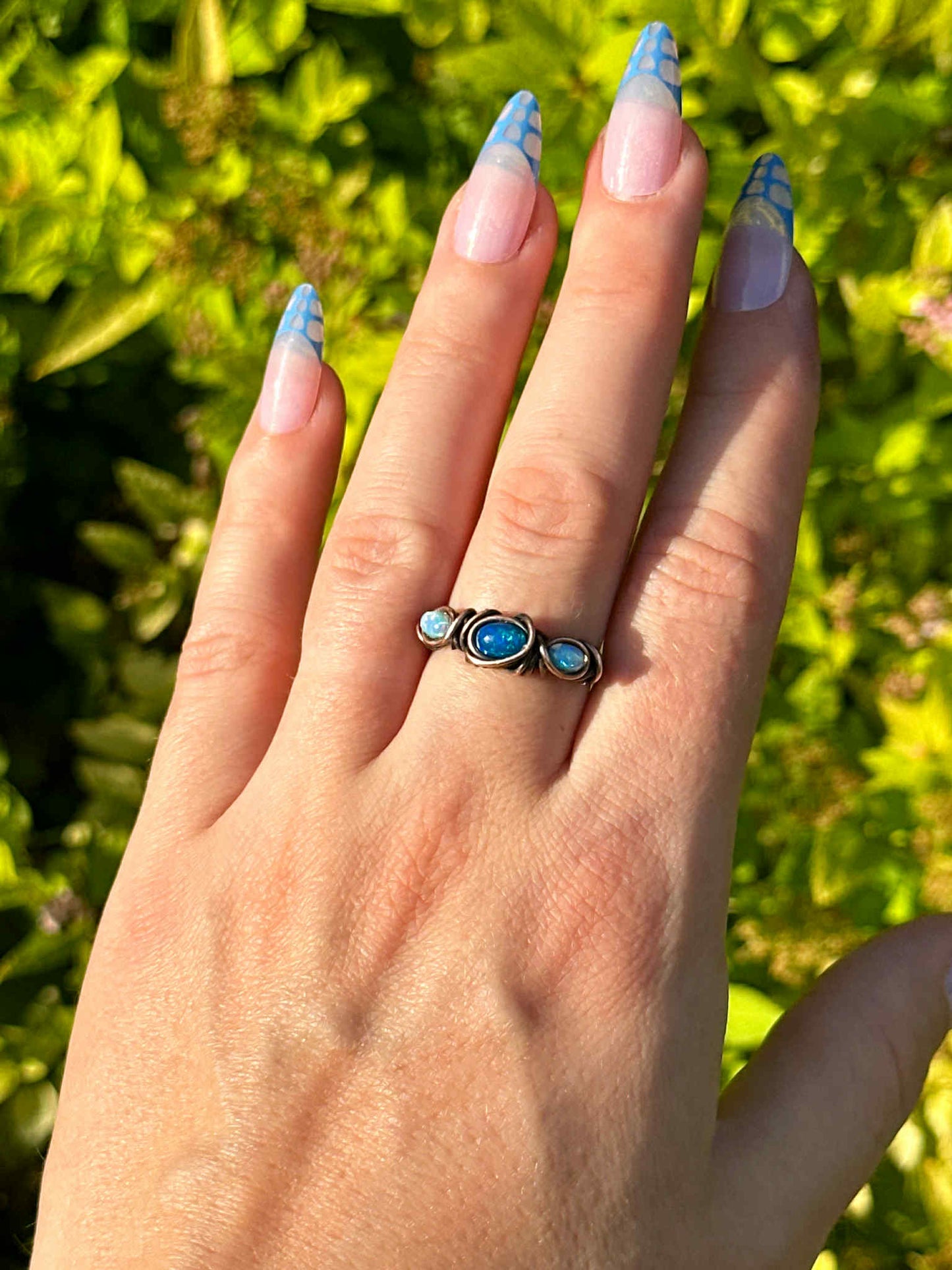 Triple Opal Midnight Blue Copper Ring *Size 7*