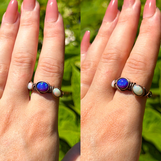 Triple Purple & Ethiopian Opal Copper Ring