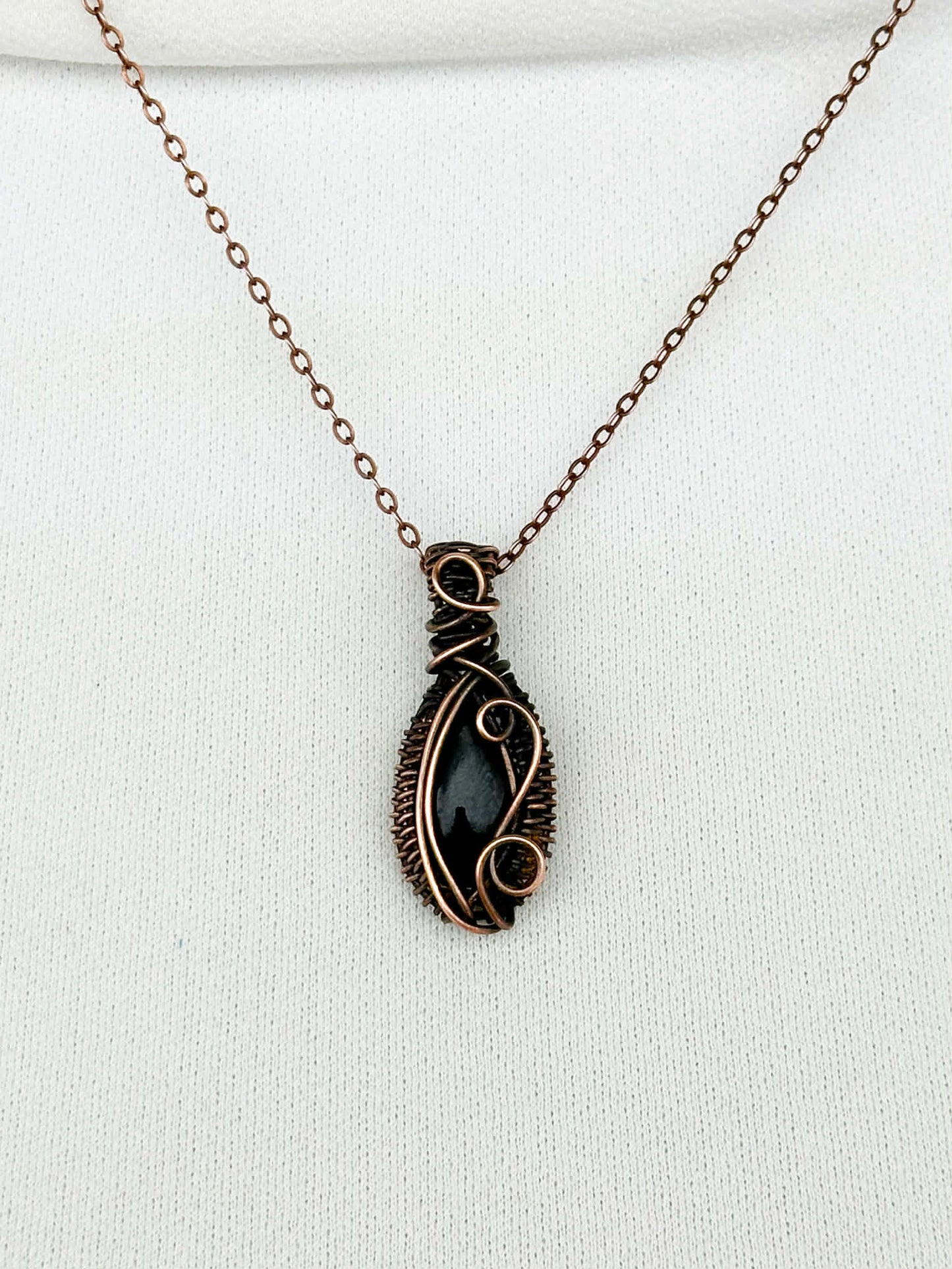 Mini Black Onyx Crystal Copper Pendant