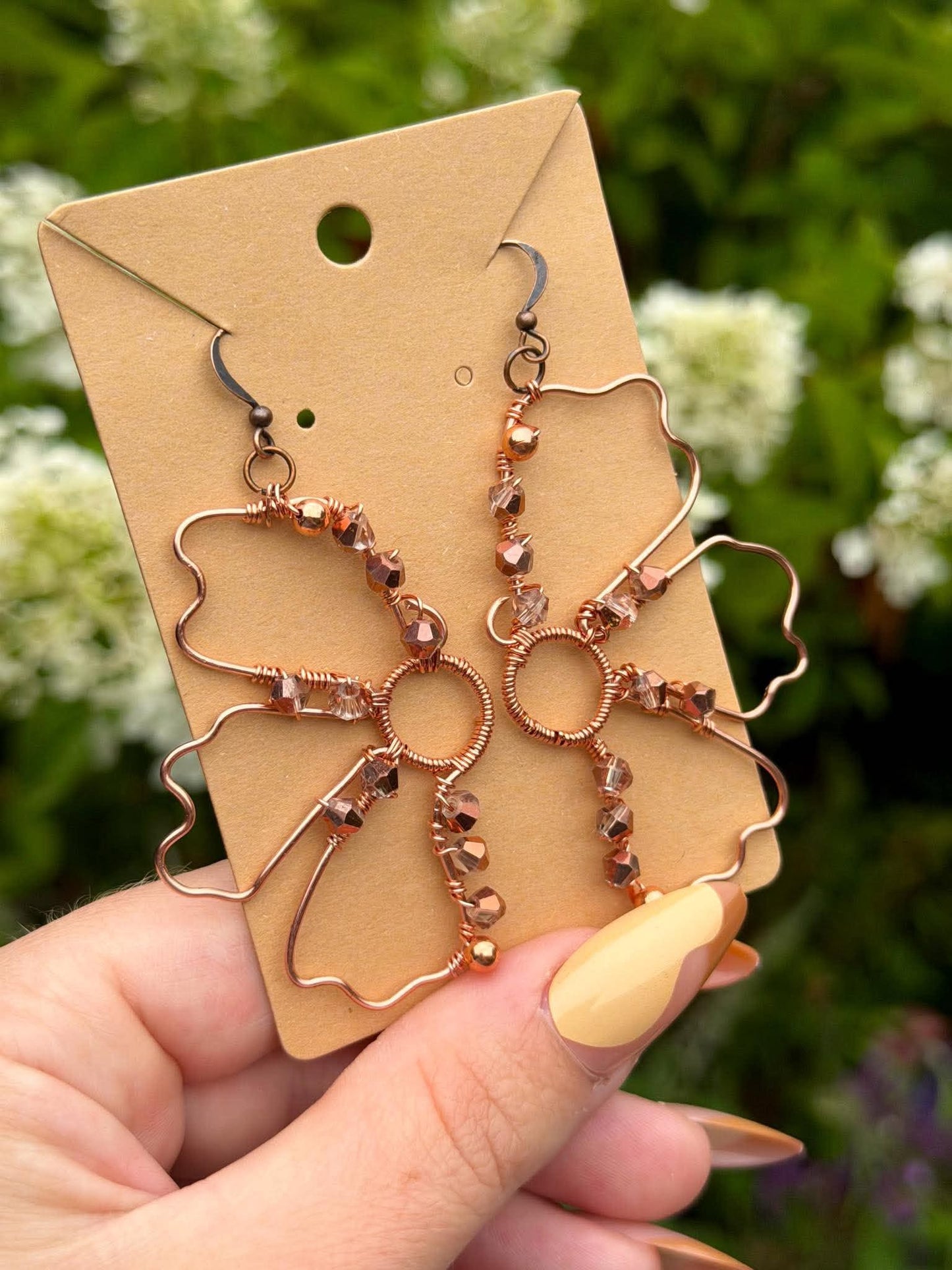 Classic Sunflower Pendant + Earring Crystal Copper Set