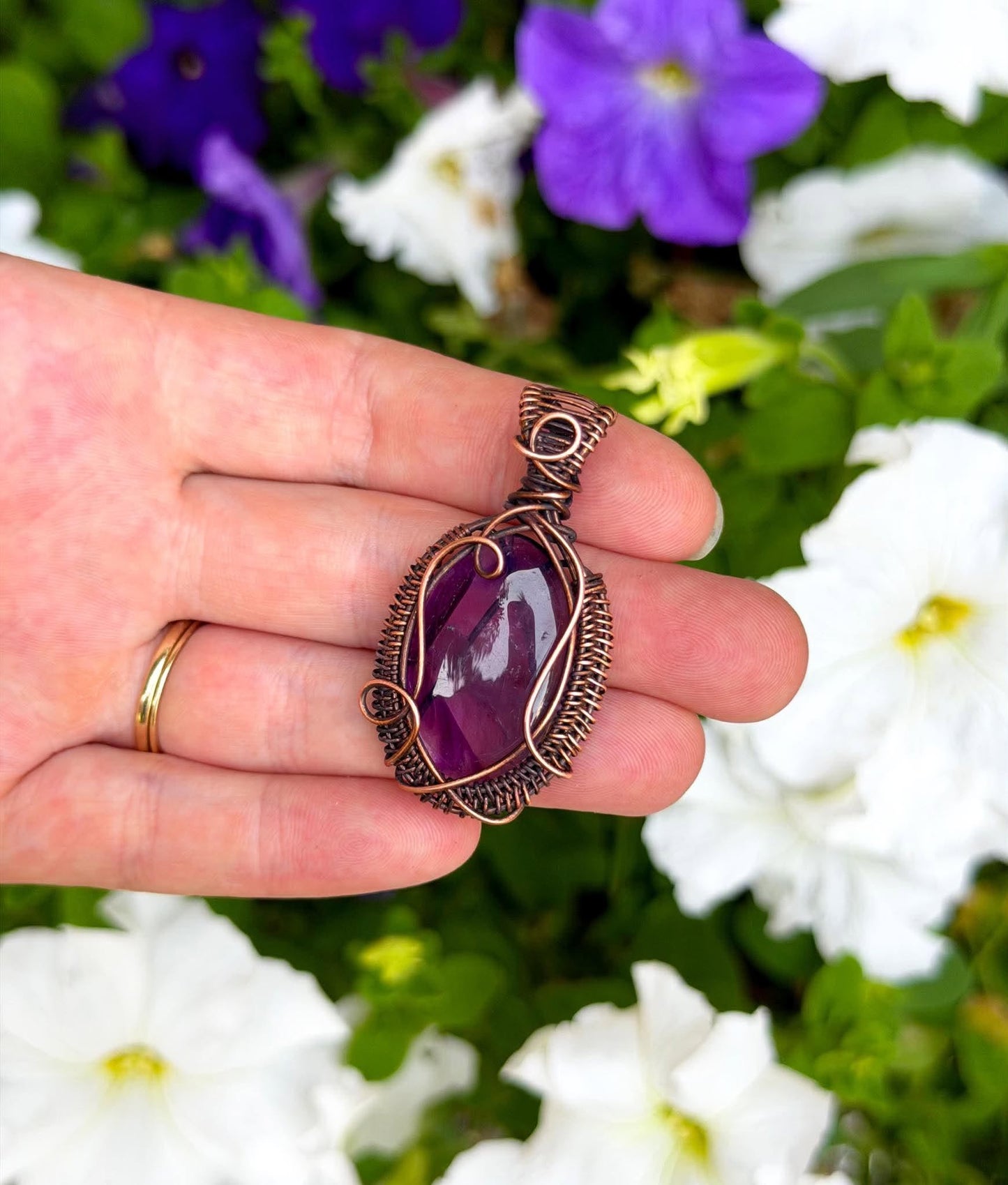 Amethyst Crystal Copper Pendant