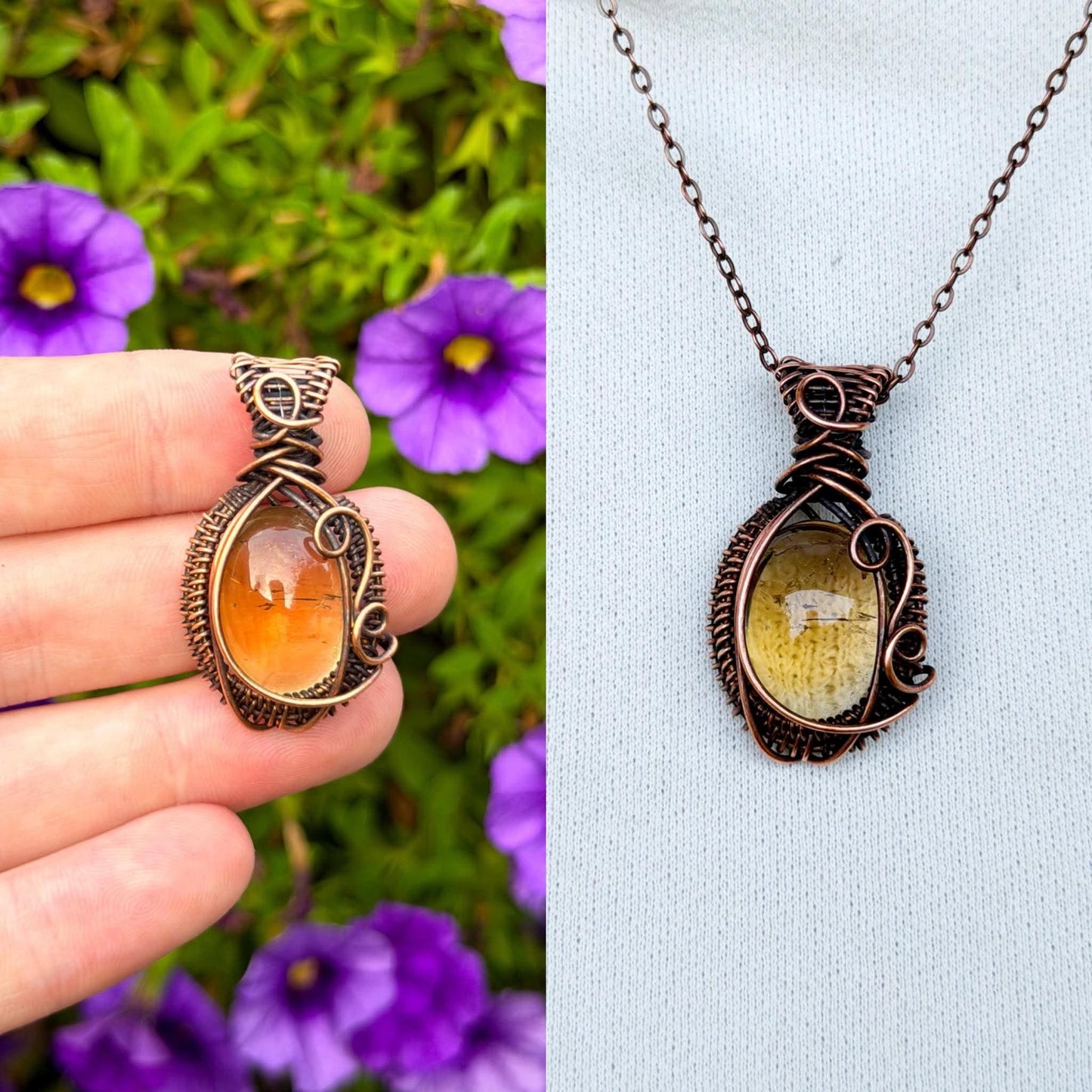 Ametrine Crystal Copper Pendant
