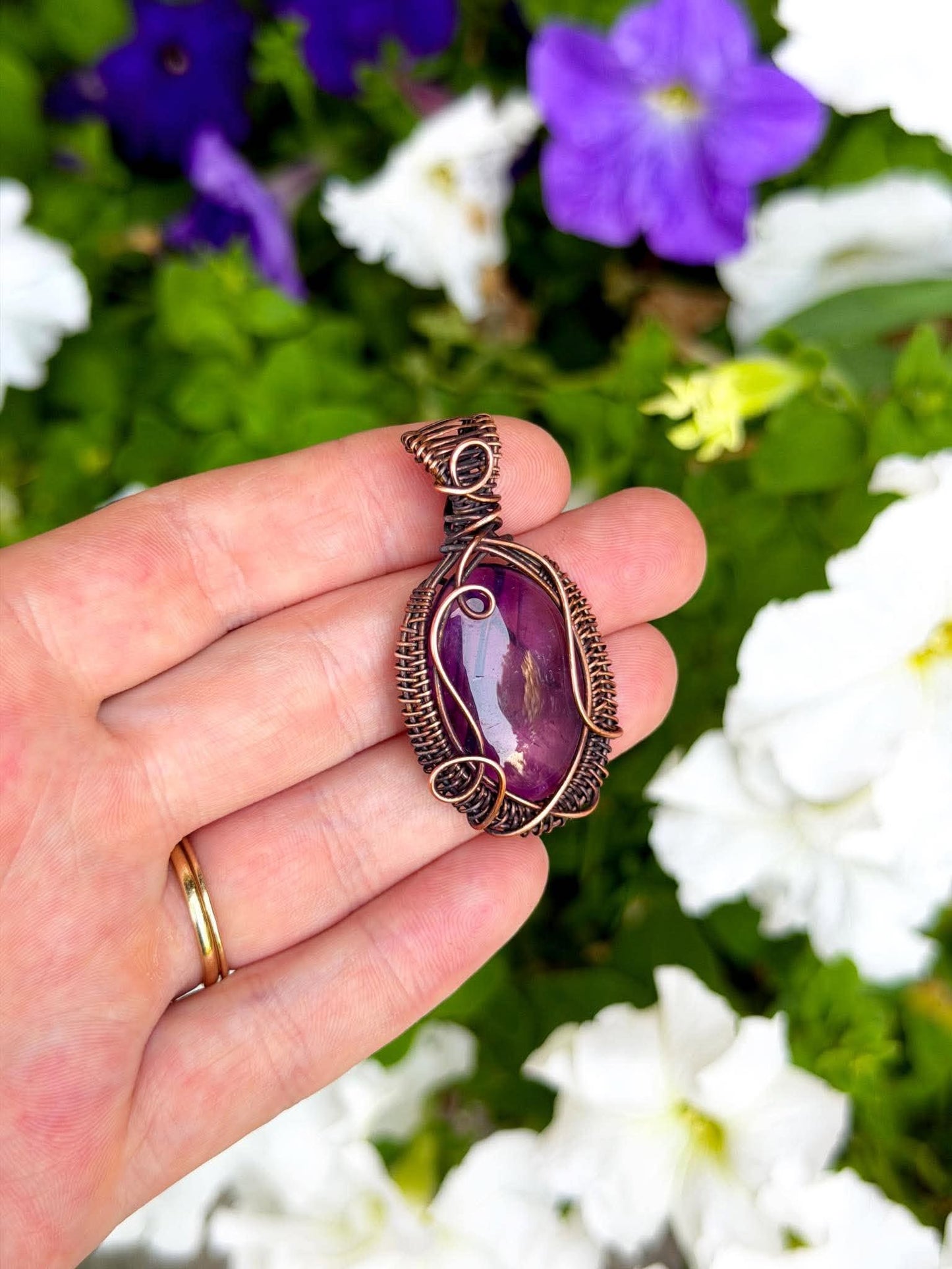 Amethyst Crystal Copper Pendant