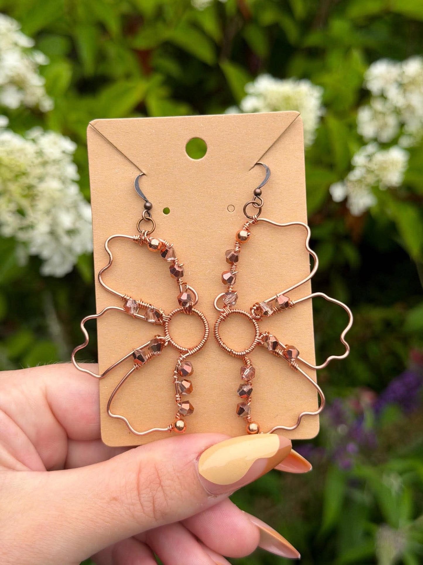 Classic Sunflower Pendant + Earring Crystal Copper Set
