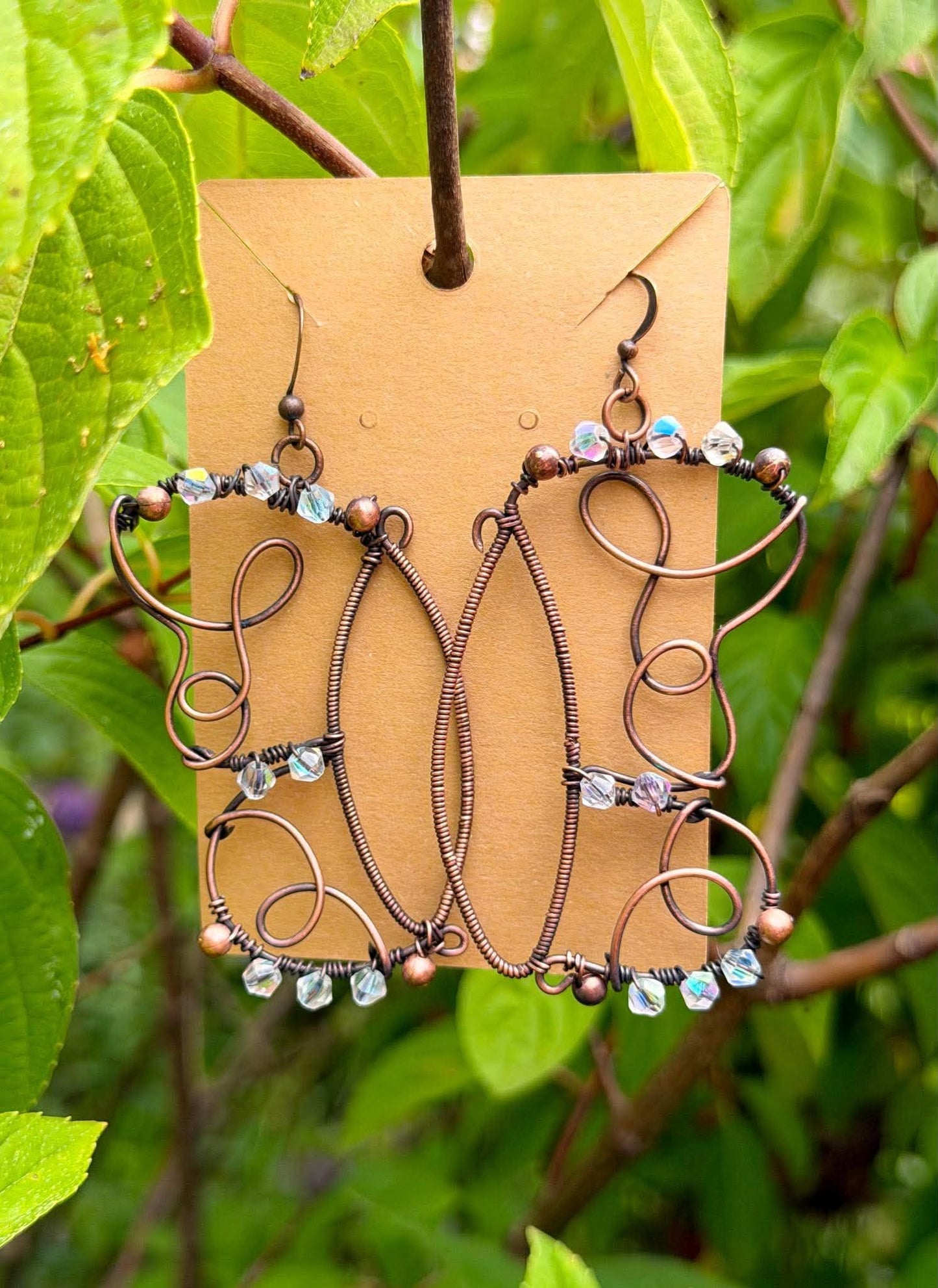 Purple Emperor Butterfly Pendant + Earring Crystal Copper Set