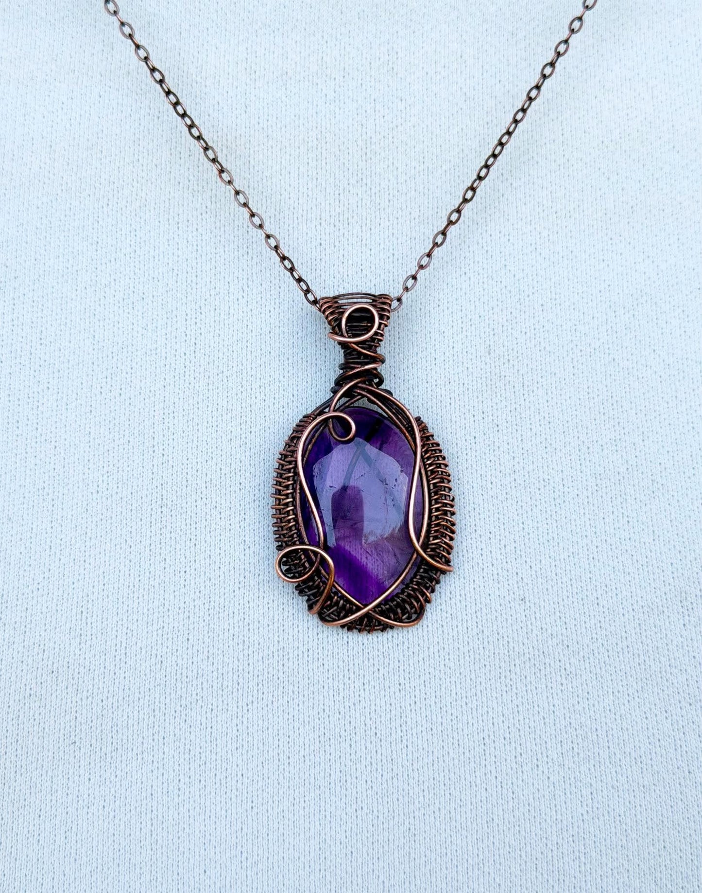 Amethyst Crystal Copper Pendant