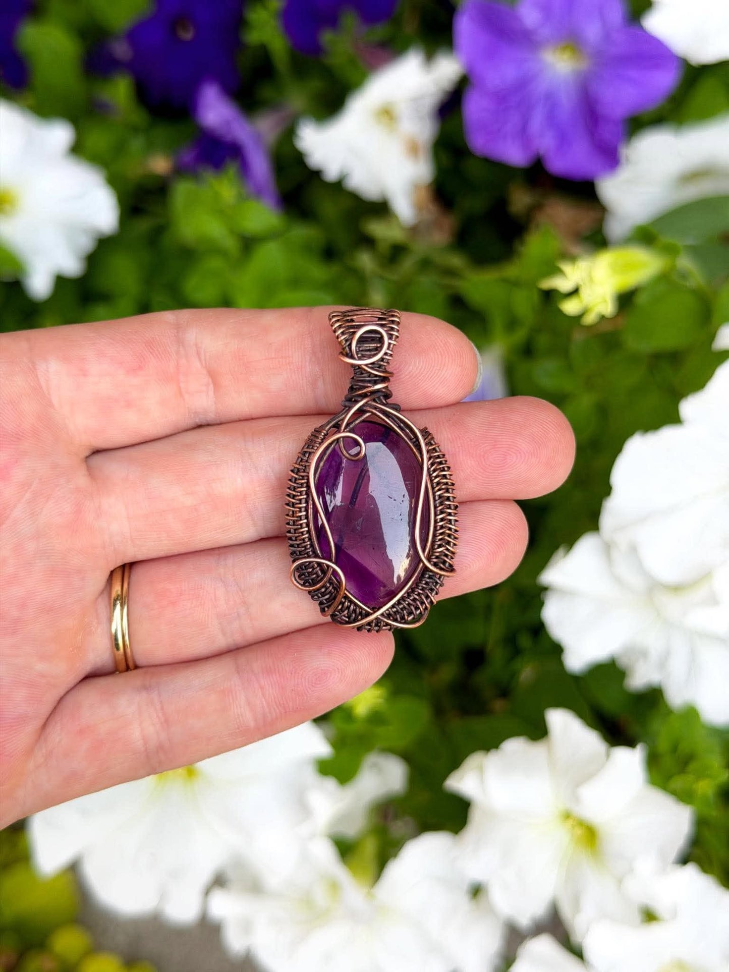 Amethyst Crystal Copper Pendant