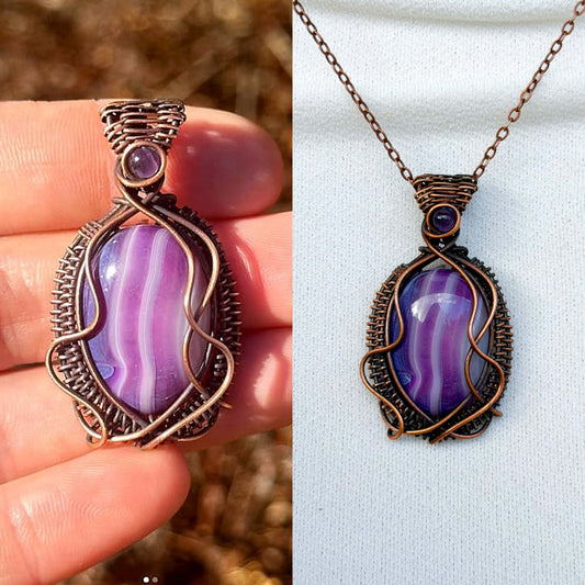 Purple Brazilian Agate with Amethyst Accent