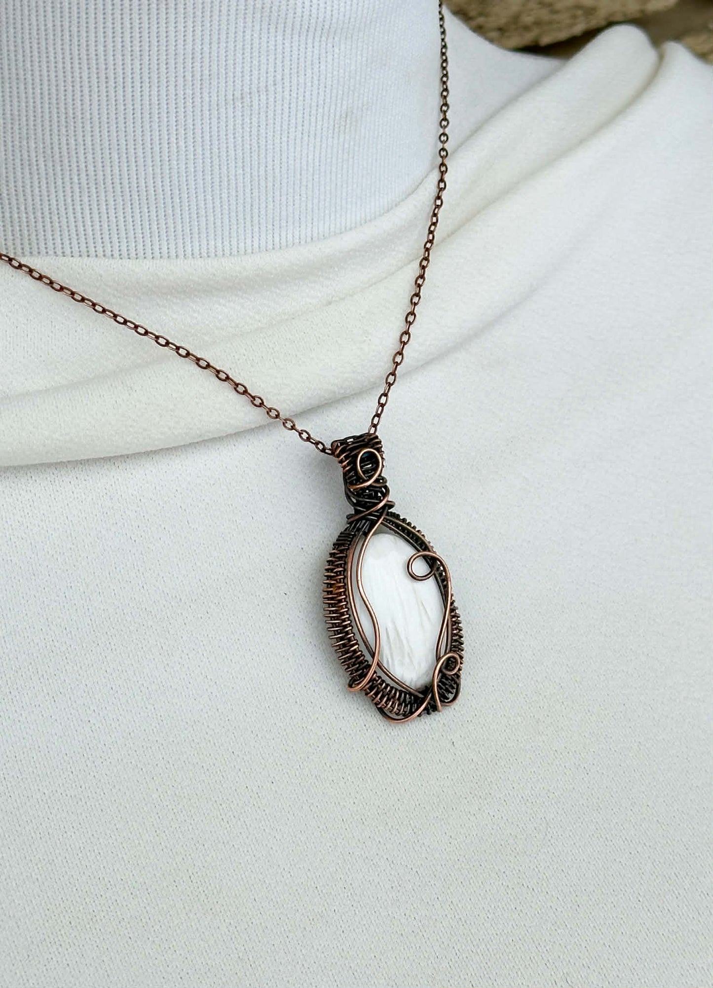 Scolecite Crystal Copper Pendant